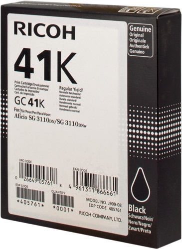 Ricoh GC41K оригинална мастилена гел касета (черен)