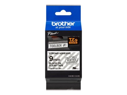 Brother TZES121 Етикети Extra strength adhesive (Black on Clear)